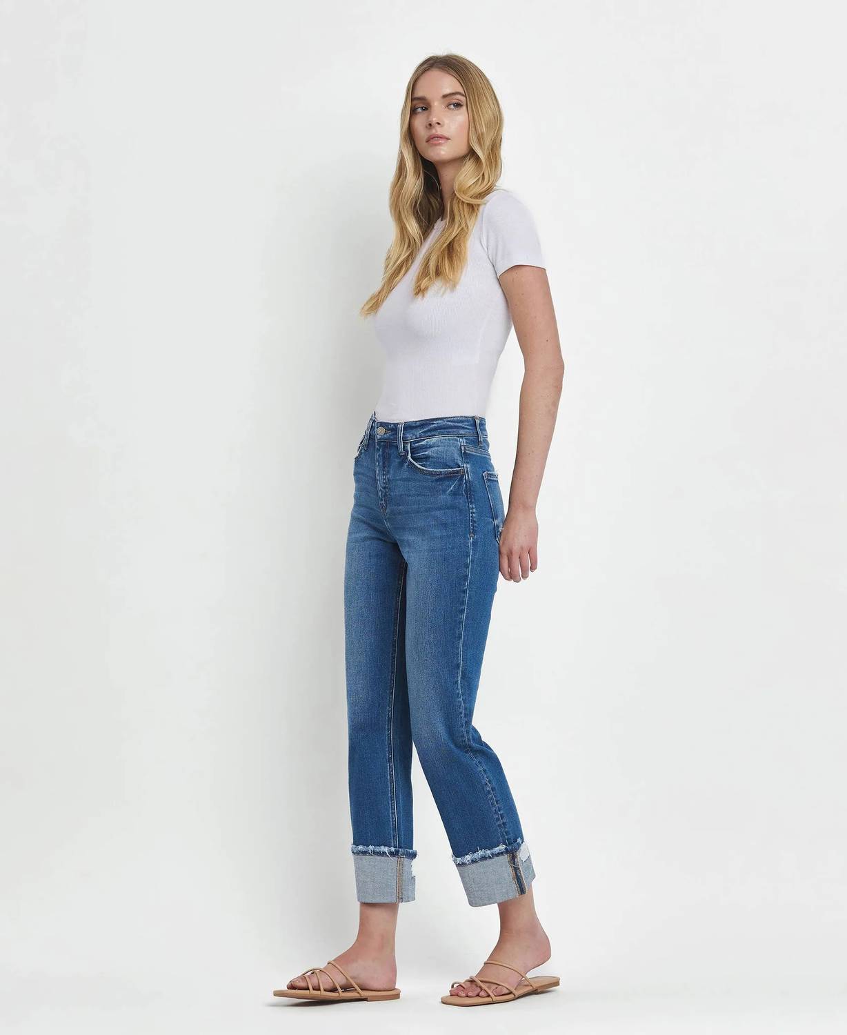 Vervet By Flying Monkey - Vennia Cuffed Straight Jeans