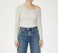 GOLDSIGN Fonteyne One Shoulder Bodysuit in sand - women's shirt