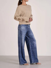 ELAN Hearts Sweater in beige - women's sweater - detail view