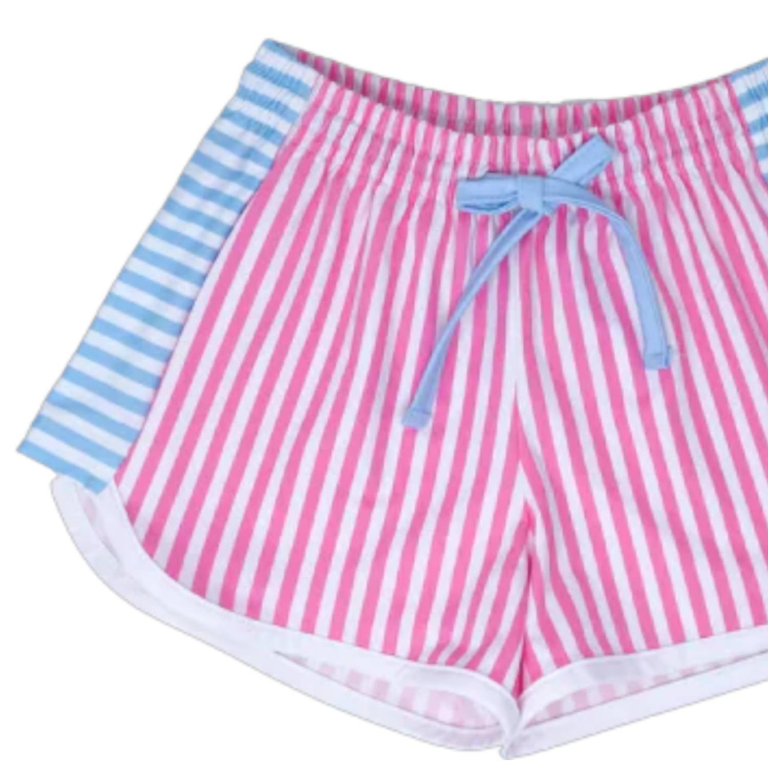 Set Fashions Kids Annie Shorts in pink blue stripe - kids' shorts - detail view