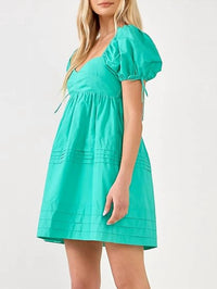English Factory - Pleat Detail Puff Sleeve Dress