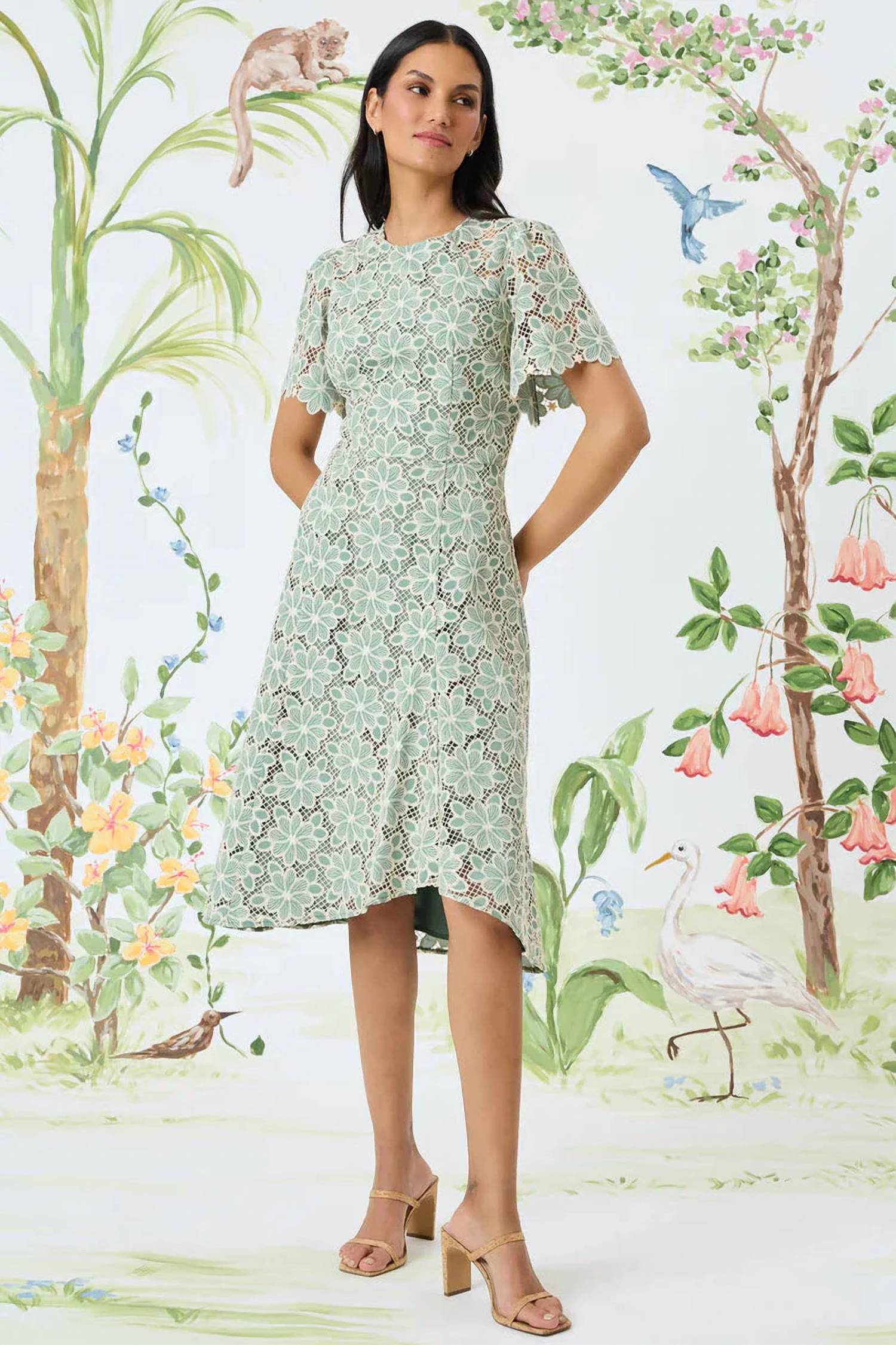 Maggy London - Floral Lace Midi Dress