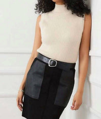 Karen Kane - Women's Ribbed Turtleneck Tank Top