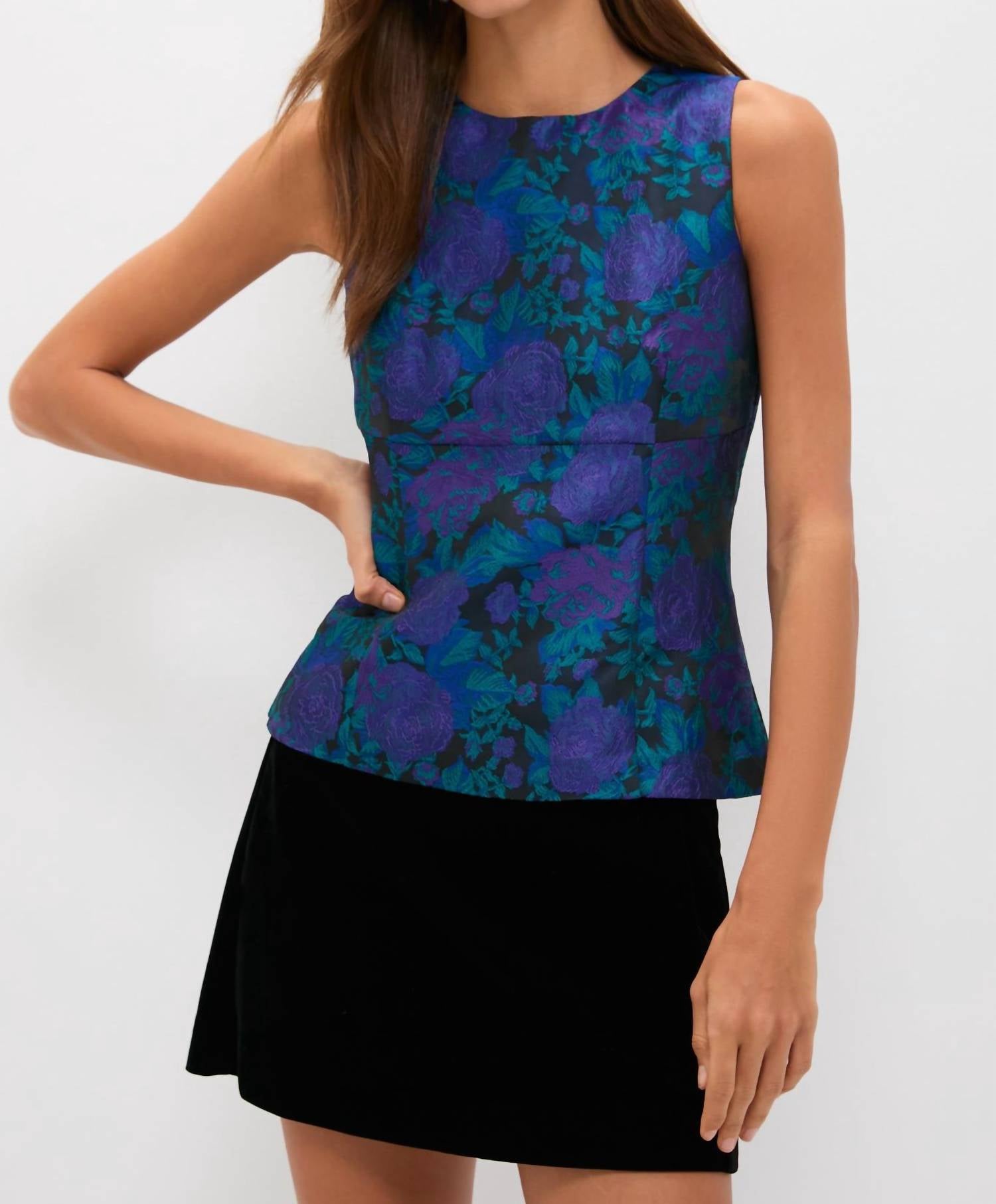 Hyacinth House - Jacquard Floral Sleeveless Blouse