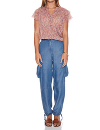Velvet Heart Baylor Soft Denim Midrise Cargo Pant in calvary blue - women's pants - alternate view