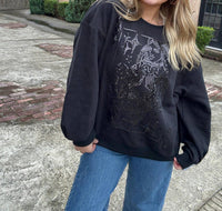 QUEEN OF SPARKLES Tonal Queen Card Sweatshirt in black - women's top - alternate view