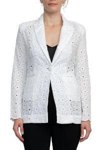 Industry - Lapel Collar Eyelet Lace Blazer
