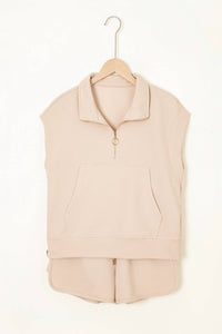 Shewin - Half Zip Kangaroo Pocket Top