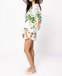 Queen Of Sparkles - Palm Tree & Jaguar V Neck Sweatshirt