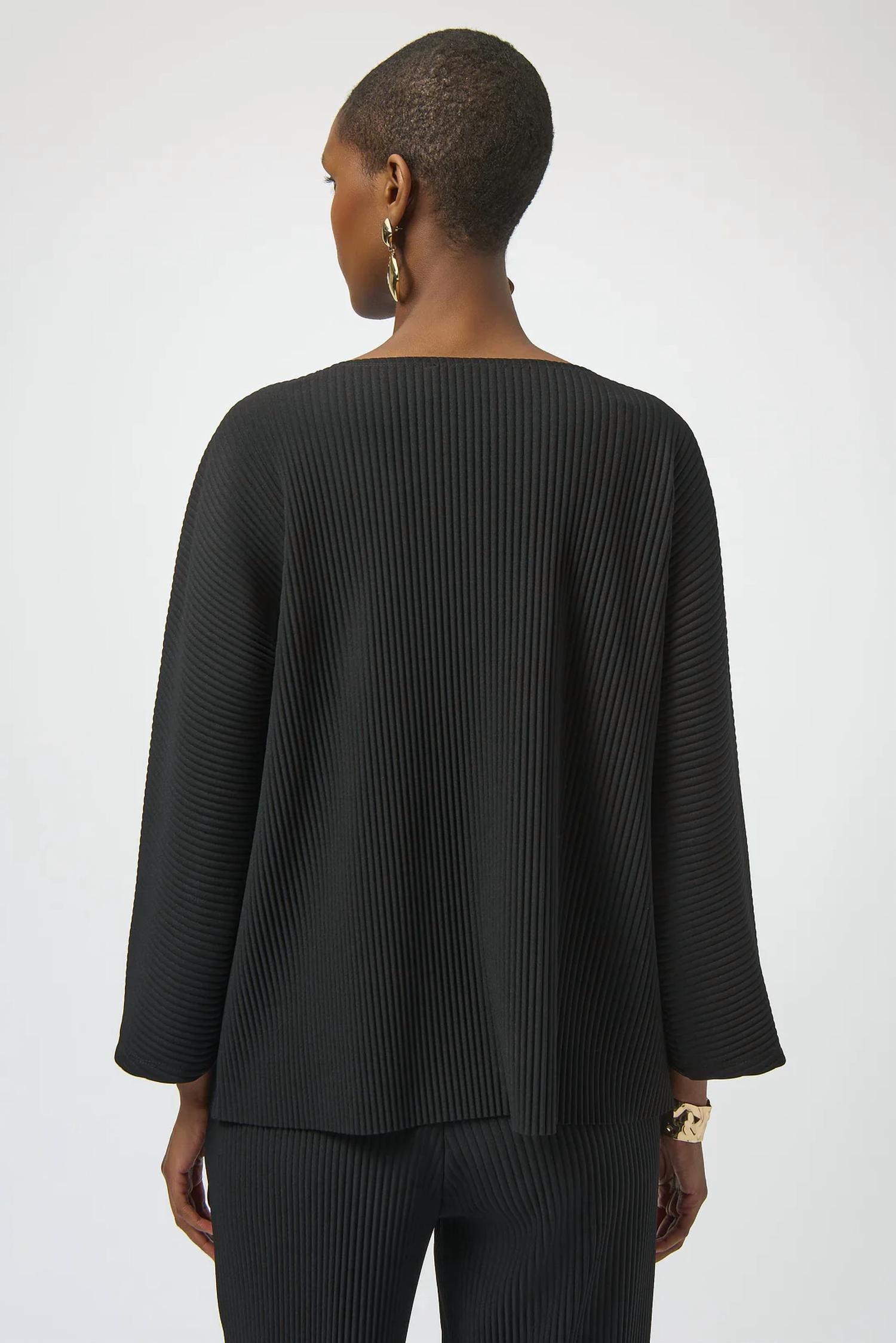 Joseph Ribkoff - Pleated 3/4 Sleeves Boxy Top