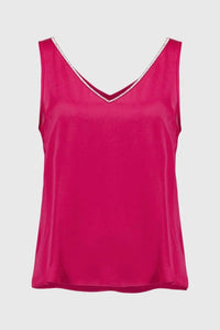 Joseph Ribkoff - Satin Sleeve Less Top With Rhinestone Trim