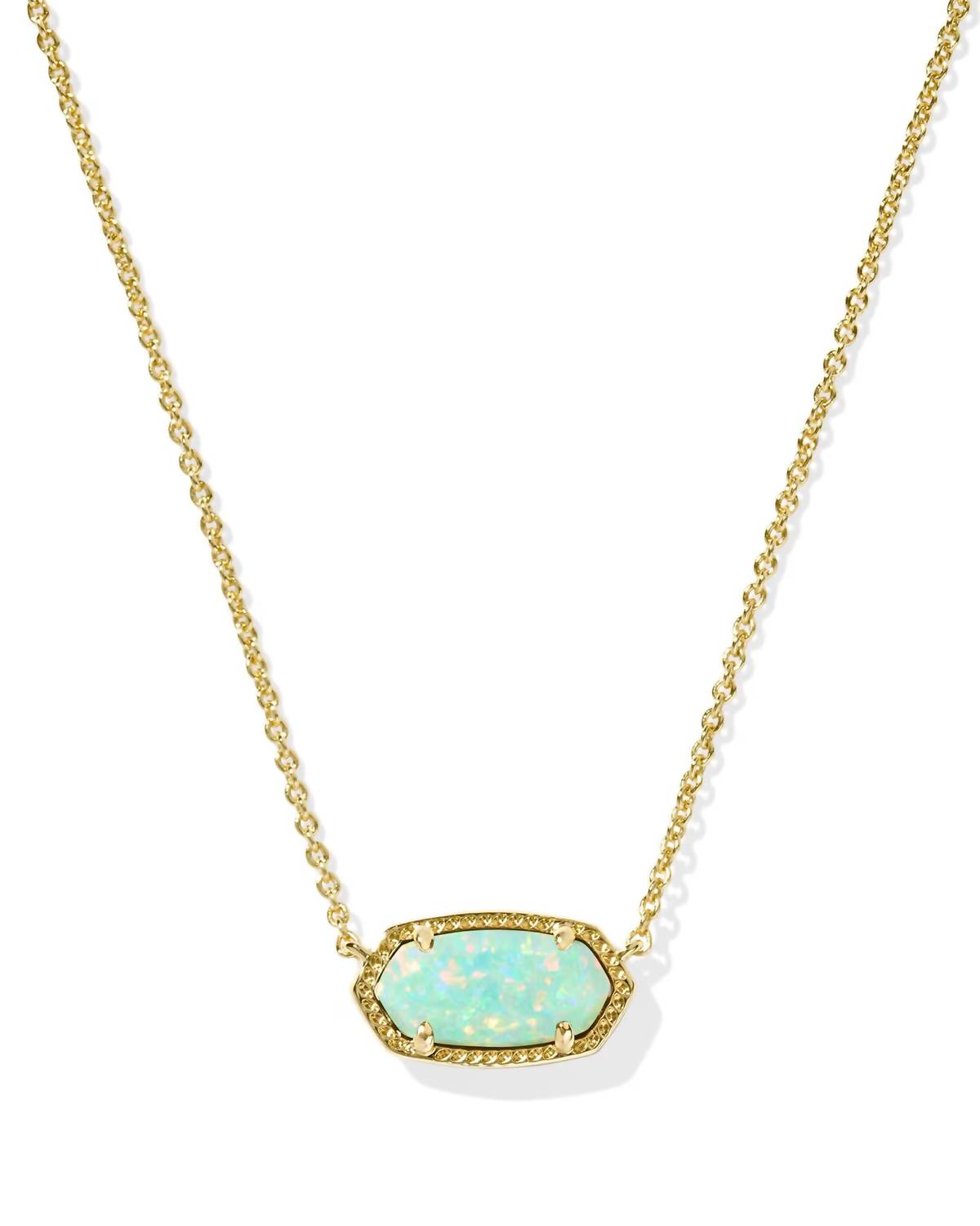 Kendra Scott Women's Elisa Short Pendant Necklace in green lab grown opal - women's jewelry