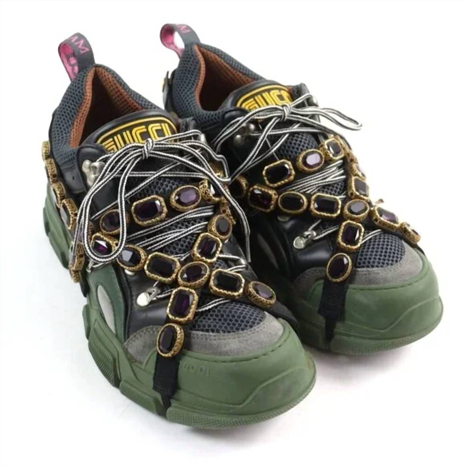 Gucci Women's Flashtrek Sega Removable Crystal Sneakers in sega green - women's sneaker - detail view