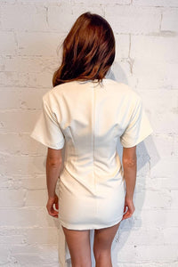 Sky to Moon Oh So Chic Mini Dress in cream - women's dress - detail view