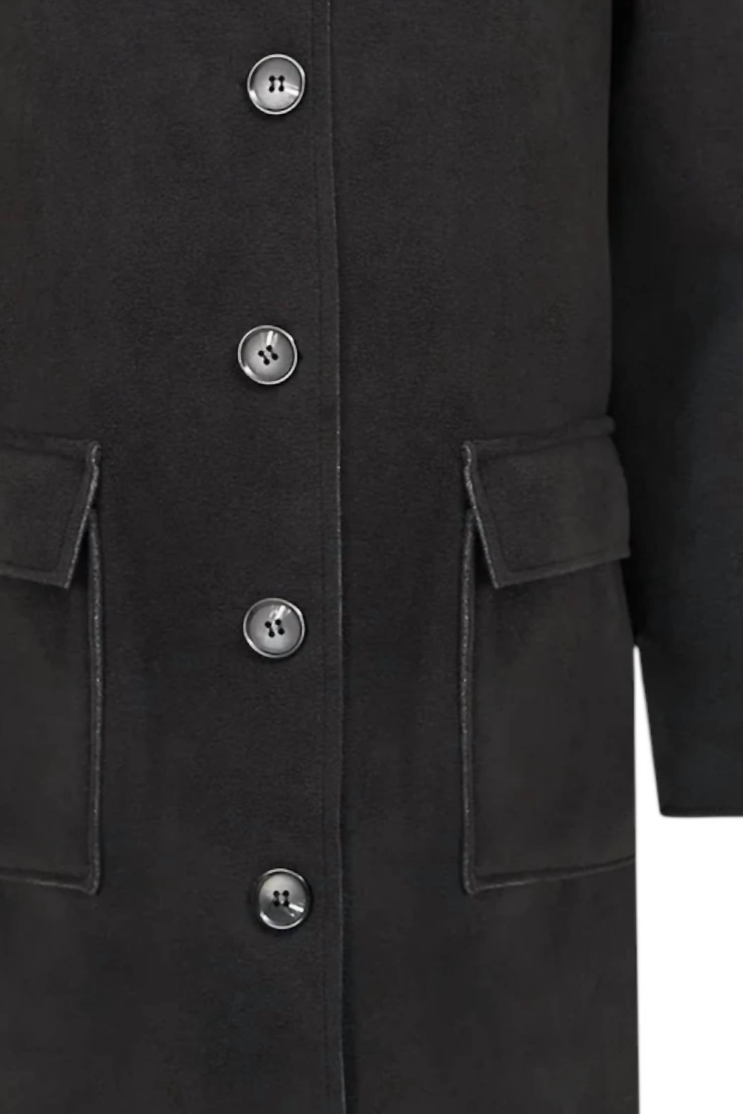 M made in Italy Women's Woven Coat in italy women s woven coat in black - women's jacket - alternate view