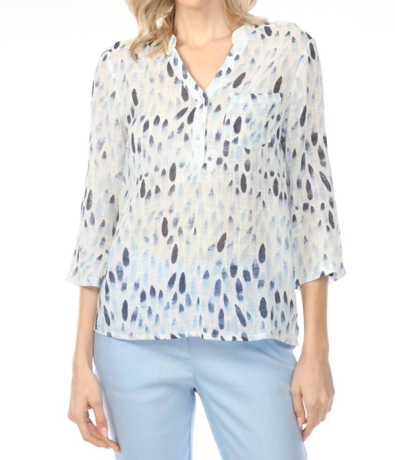 Charlie B - Printed Roll-up Sleeve Blouse