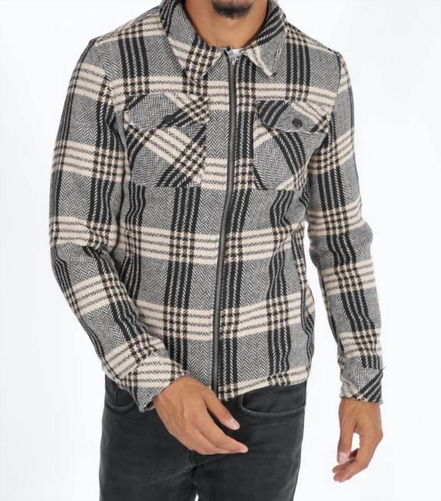 Zayne Paris Men's Checkered Jacket in sand black white - men's jacket