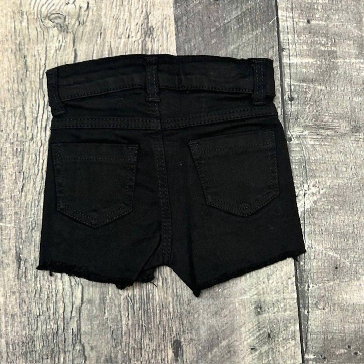 BRATTI MATI Girls Toddler Denim Sequin Shorts in black - kids' shorts - detail view