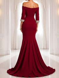 Jovani - Off-shoulder Gown With Beaded