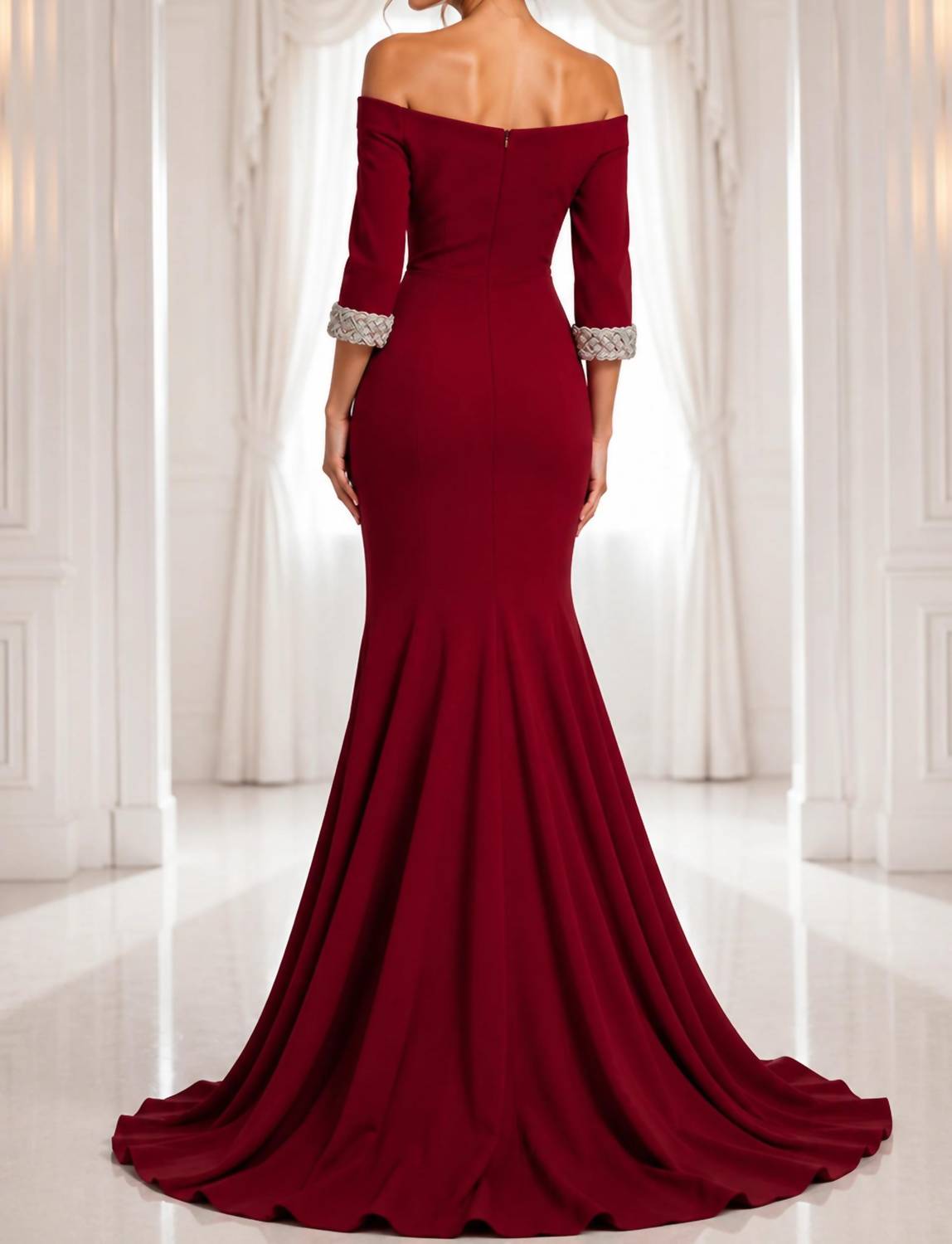 Jovani - Off-shoulder Gown With Beaded