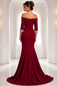 Jovani - Off-shoulder Gown With Beaded