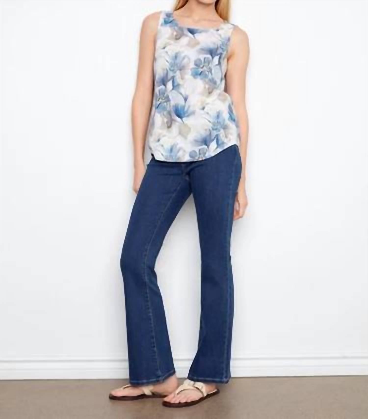 Charlie B - Printed Sleeveless Linen Blend Blouse