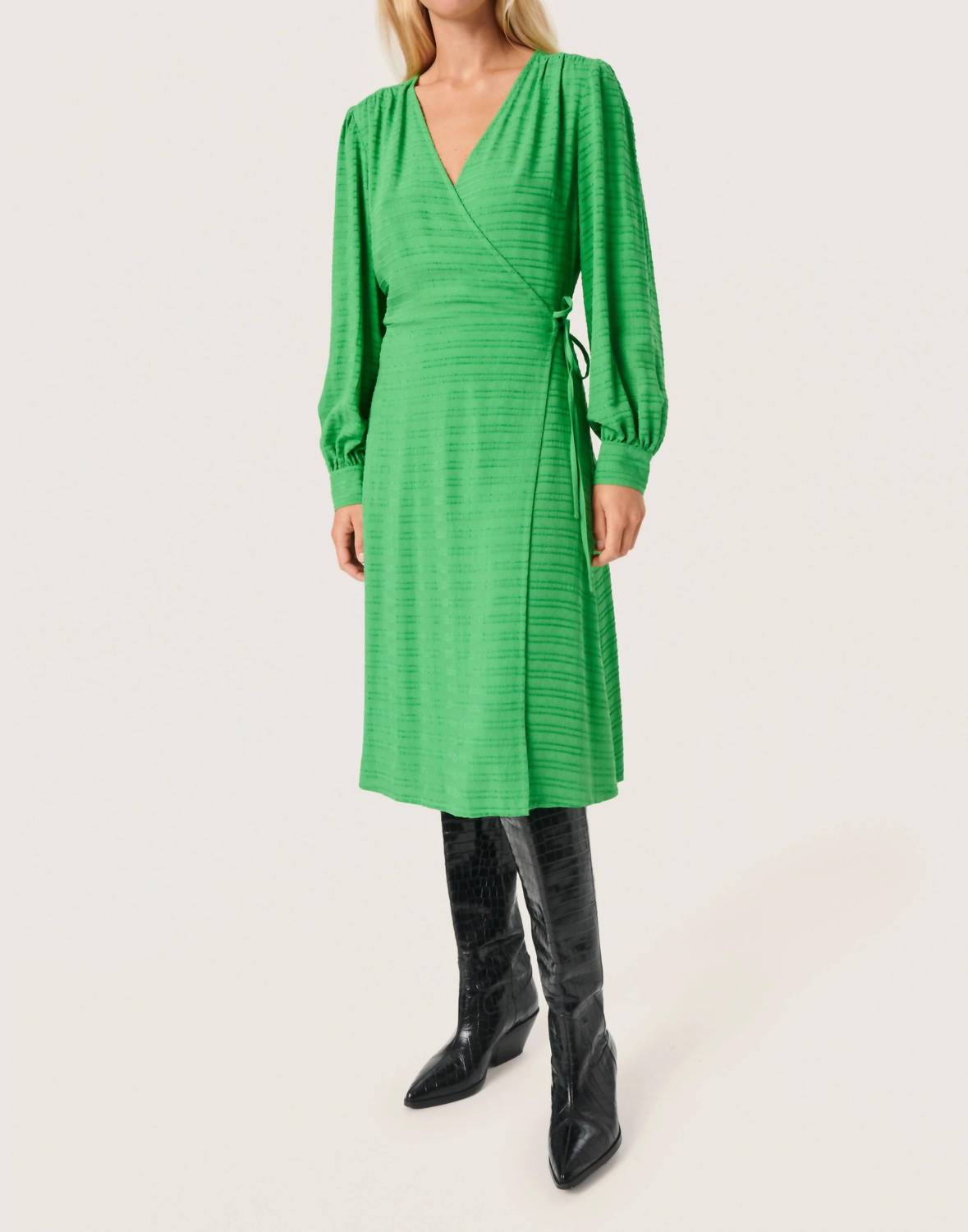 Soaked In Luxury - Catina Long Sleeve V-neck Wrap Dress