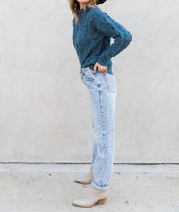 Lovestitch - Cable Knit Mock Neck Cozy Sweater