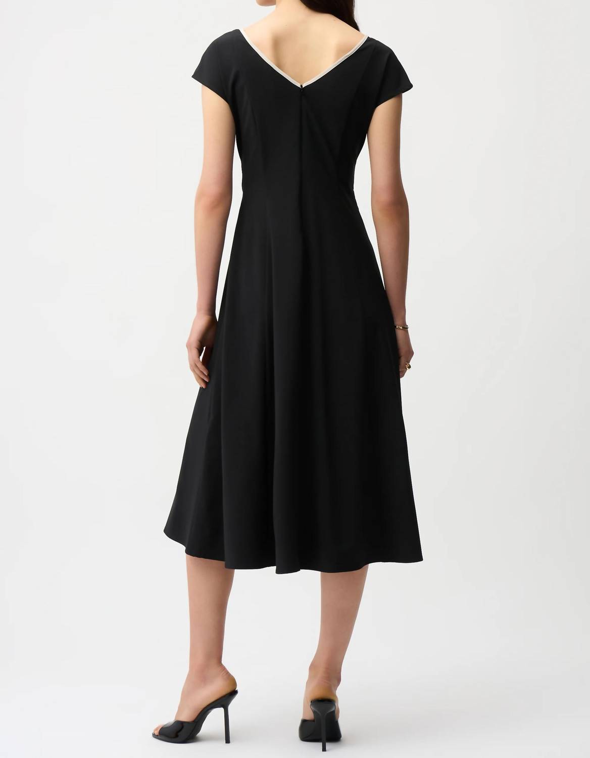 Joseph Ribkoff Stretch Woven Color Block Fit and Flare Dress in black moonstone - women's dress - view 4