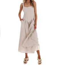 Mustard Seed Showing Off Stripe Maxi Dress in taupe - women's dress - view 8