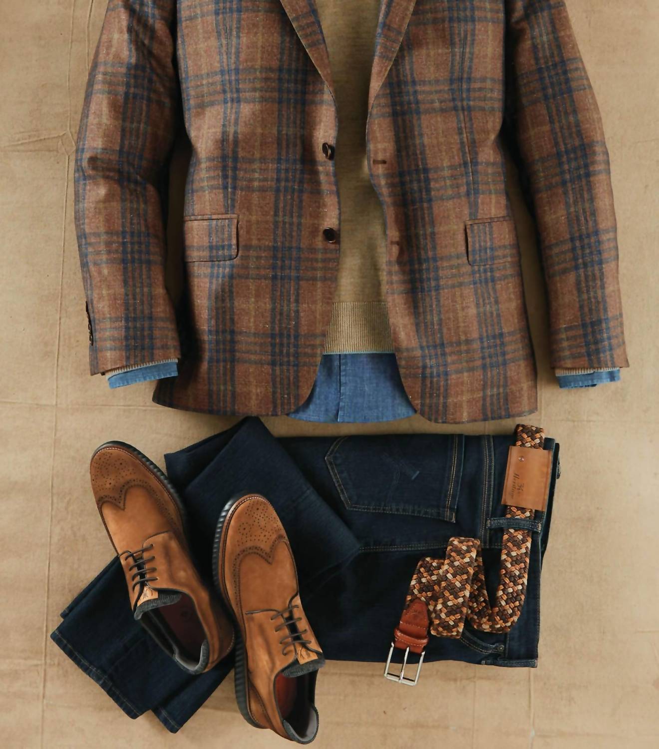 Patrick James Men’s Plaid Wool Blend Sport Coat in brown - men's jacket