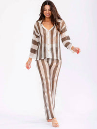 Little Secret Of Mine - Colorblock Knit Top & Pants Set