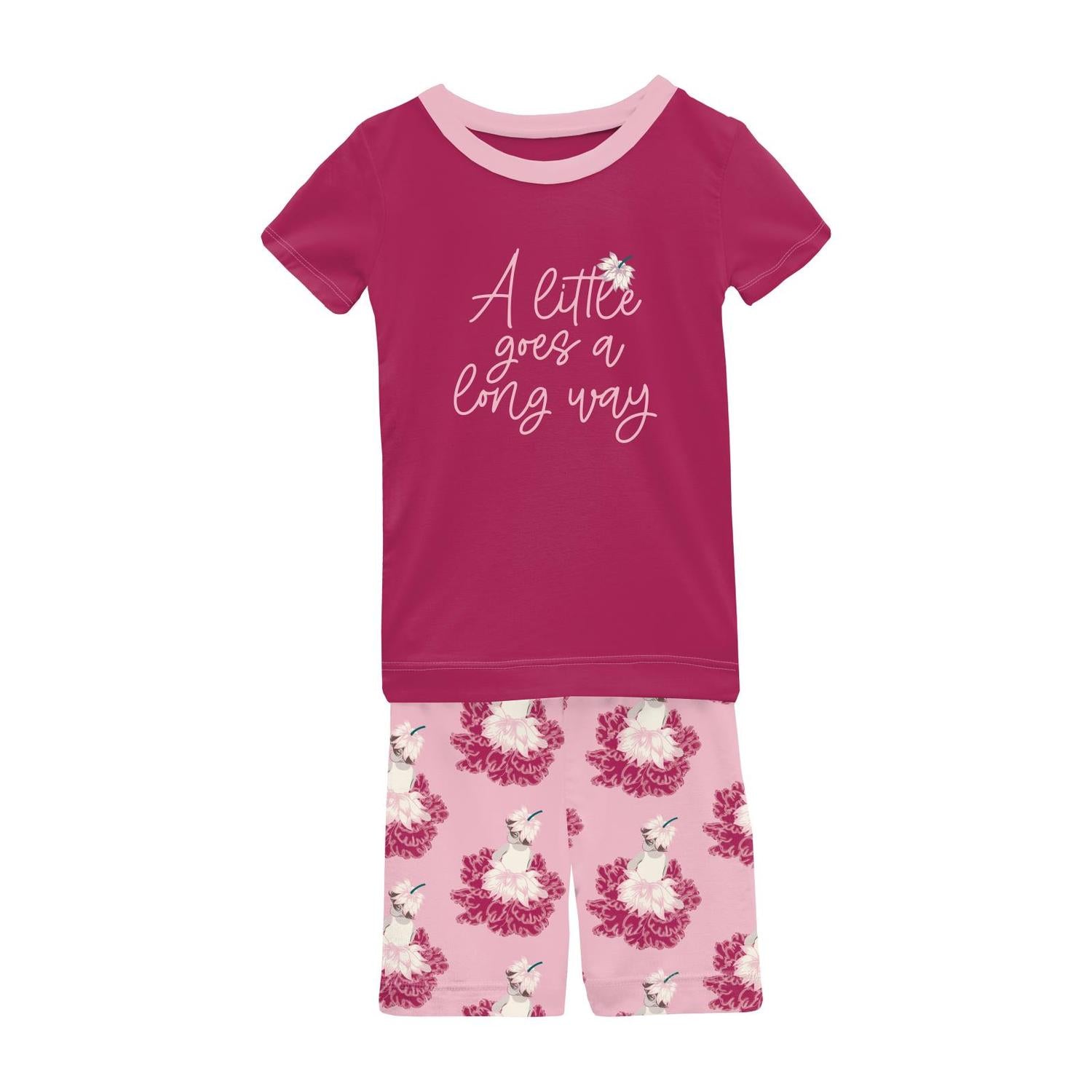 Kickee - Girls' Graphic Tee Short Sleeve Pajama Set with Shorts