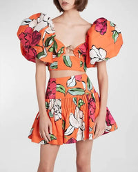 Aje. MARCEL PUFF SLEEVE TOP in orange - women's shirt