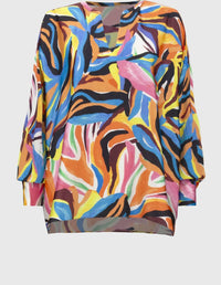 Joseph Ribkoff - Satin Abstract Print Boxy Topi