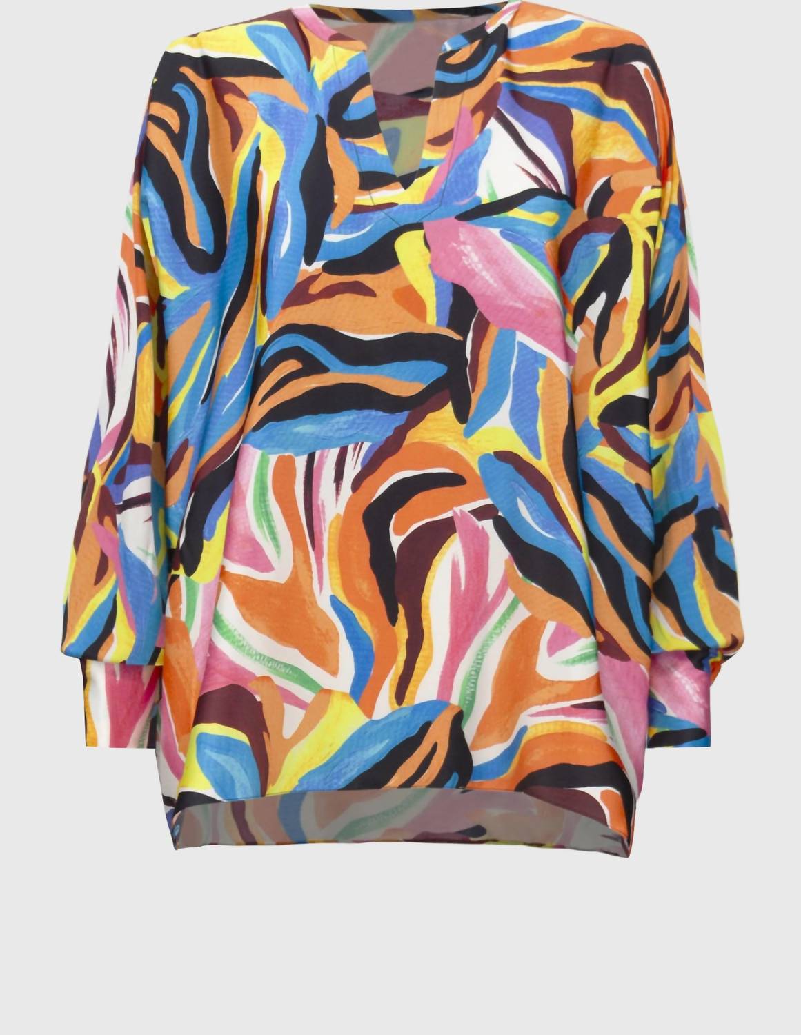Joseph Ribkoff - Satin Abstract Print Boxy Topi