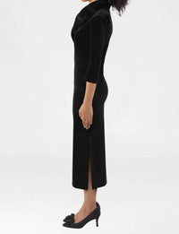 Gretchen Scott - Ruff Neck Silky Velvet Midi Maxi Dress