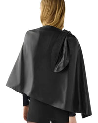 Veronica de Piante Keeva Nappa Leather Cape in black - women's jacket - alternate view