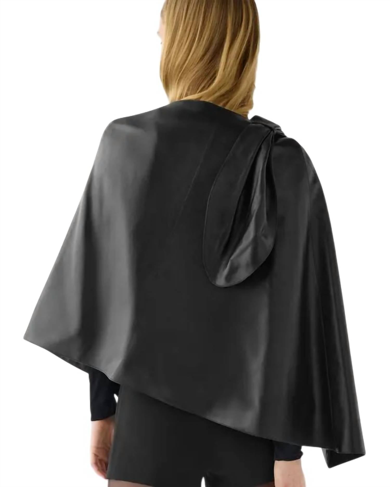 Veronica de Piante Keeva Nappa Leather Cape in black - women's jacket - alternate view