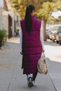Free People On The Move Packable Puffer Vest in black cherry - women's jacket - alternate view
