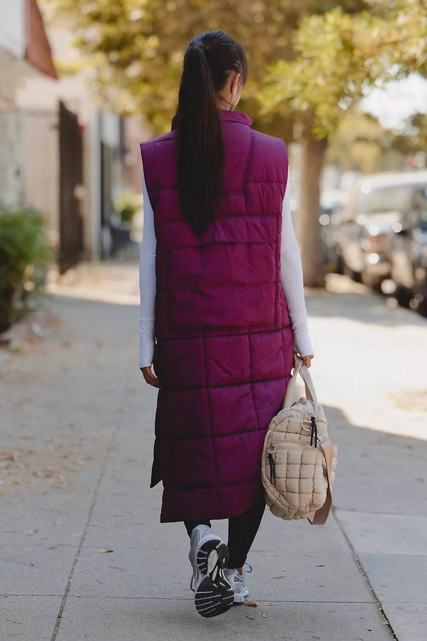 Free People On The Move Packable Puffer Vest in black cherry - women's jacket - alternate view