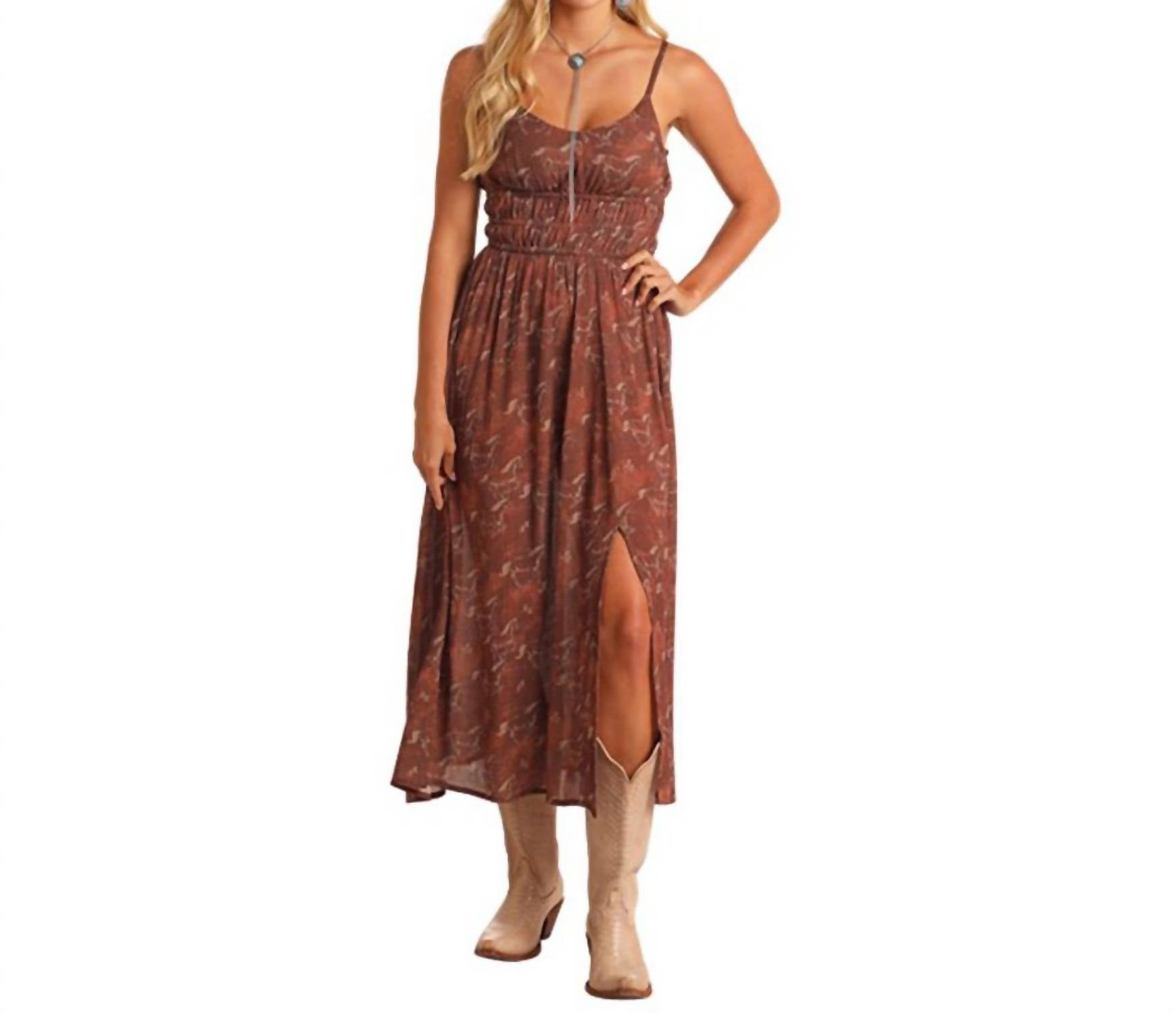 Rock & Roll Denim - Horse Print Midi Dress