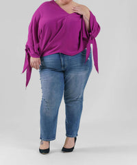 Adriana Contreras - Oversized Tie Sleeve Blouse - Plus