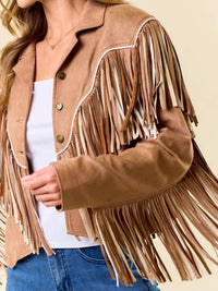 Saints & Hearts - 2-tone Fringe Jacket With Piping