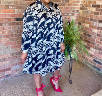 Umgee - Satin Animal Print Midi Dress