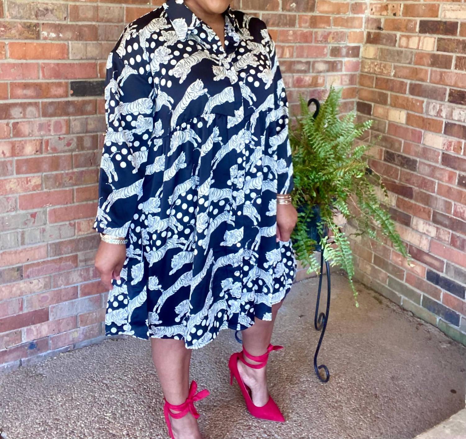 Umgee - Satin Animal Print Midi Dress