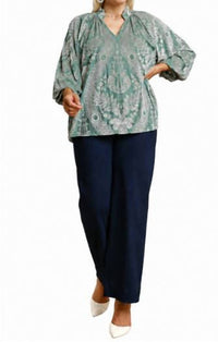 Umgee - Velvet Burnout Long Sleeve Shirt
