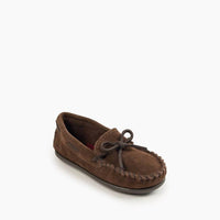MINNETONKA Boy's Sporty Moccasin Shoes in chocolate - kids' shoe