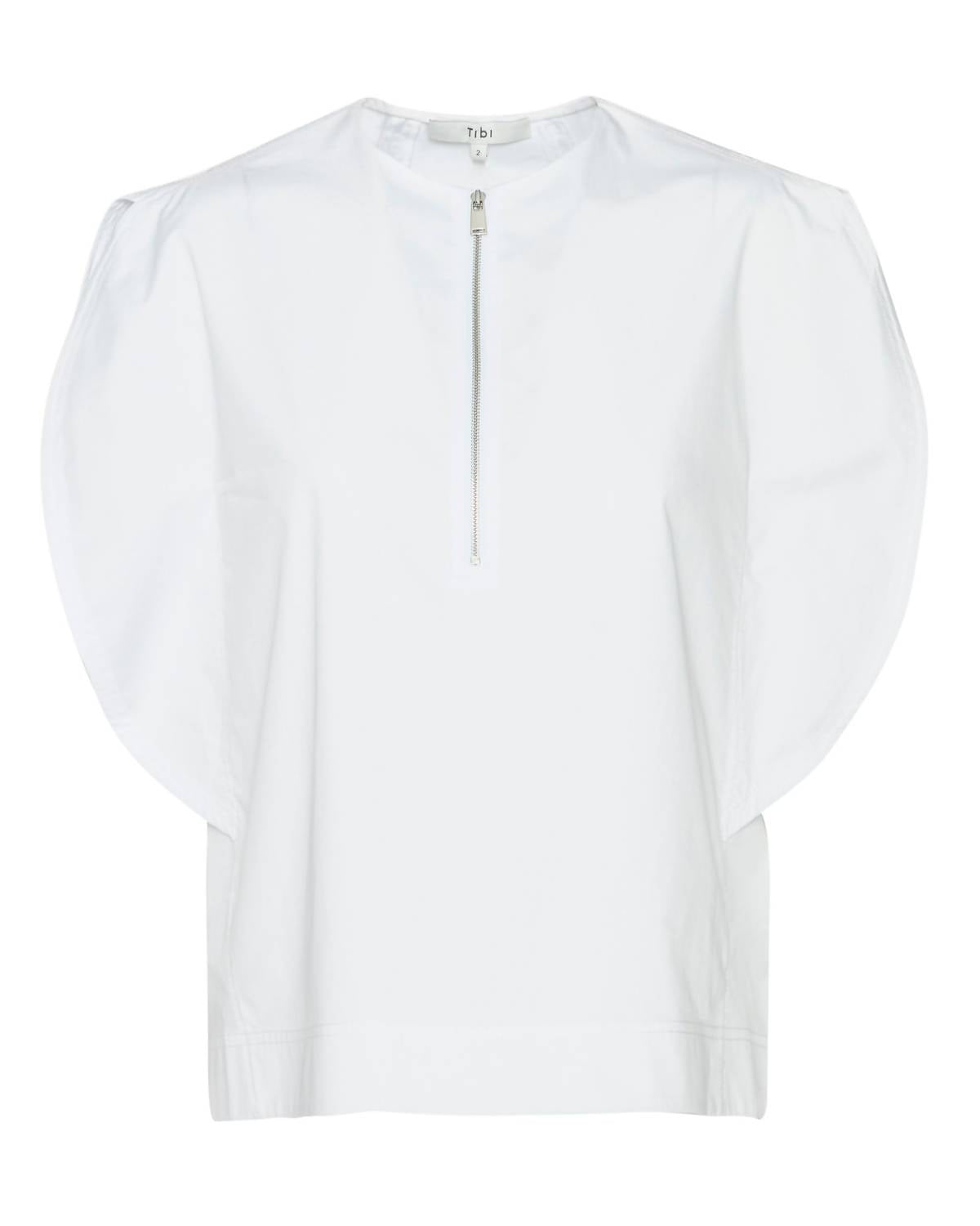 Tibi Eco Poplin Balloon Origami Top in white 1 - women's t-shirt - view 4