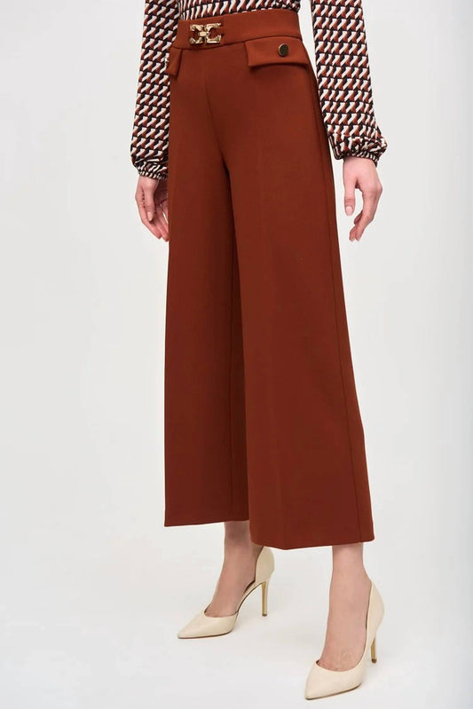 Joseph Ribkoff - Scuba Crepe Wide-Leg Pull-On Cropped Pants